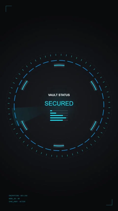 Secure vault access screen interface, digital security data display and loa.. Stock Footage 344935765