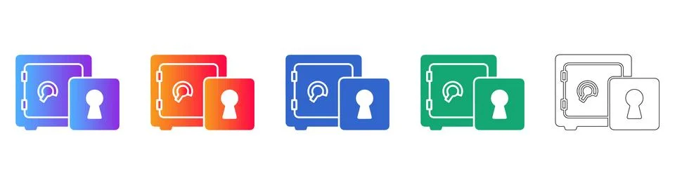 Secure Vault and Keyhole Icon Set Illustrazione stock