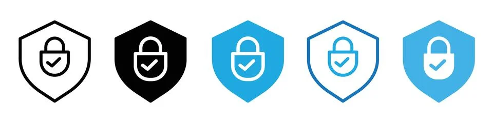 Secure Vault and Network Security Icons in Vector for Firewall Protection a.. Stock-Illustration