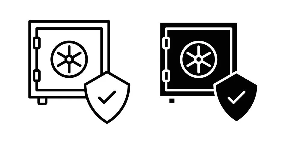 Secure vault icon vector concepts, line and silhouette style Ilustración de archivo