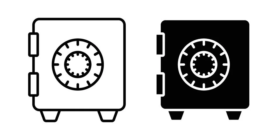 Secure vault icon vectors. Illustrations in black Stock Illustration