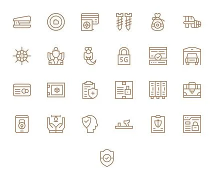 Secure Vector Icon Collection featuring 25 Display Perfect 256x256 Regular .. Illustration
