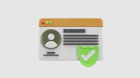 Secure, verified user profile interface with a green shield checkmark symbo.. Stock Footage 308383503