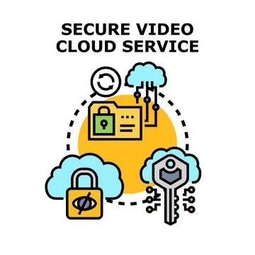 Secure video cloud service data protection concept Stock Illustration