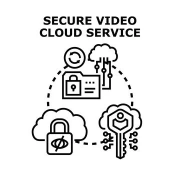 Secure video cloud service data protection concept 库存插图