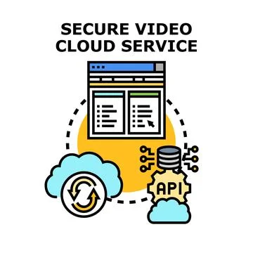 Secure video cloud service stream data web api 스톡 일러스트