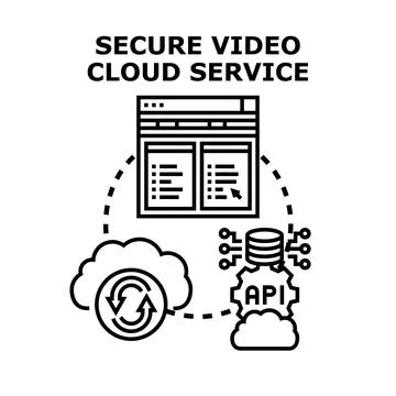 Secure video cloud service stream data web api 스톡 일러스트