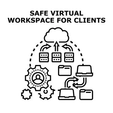 Secure virtual workspace for client cloud computing Stock Illustration