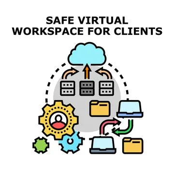 Secure virtual workspace for client cloud computing Stock Illustration