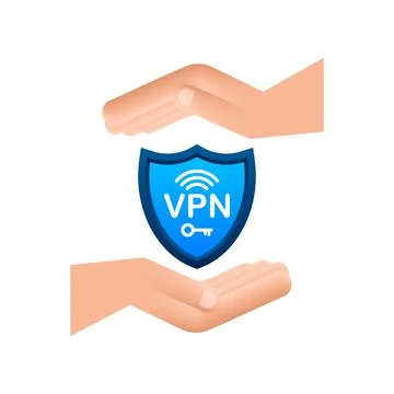 Secure VPN connection concept with hands. Hnads holding vpn sign. Virtual Stock-Illustration