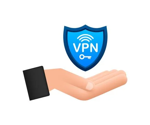 Secure VPN connection concept with hands. Hnads holding vpn sign. Virtual Stock-Illustration