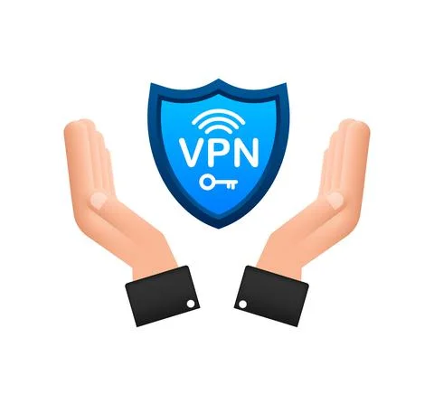 Secure VPN connection concept with hands. Hnads holding vpn sign. Virtual 库存插图