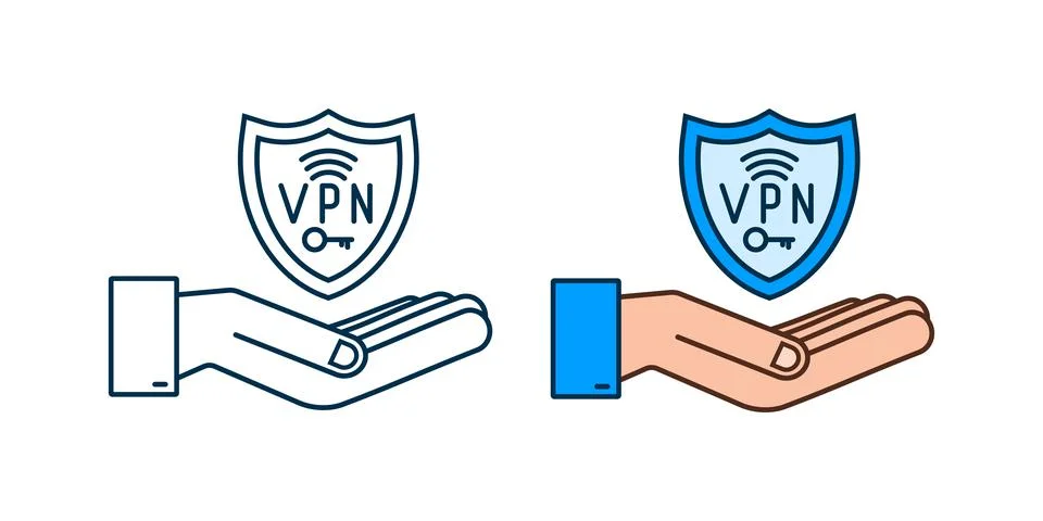 Secure VPN connection concept with hands. Hnads holding vpn sign. Virtual Stock-Illustration