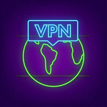Secure VPN connection concept. Neon style. Virtual private network connectivity 库存插图