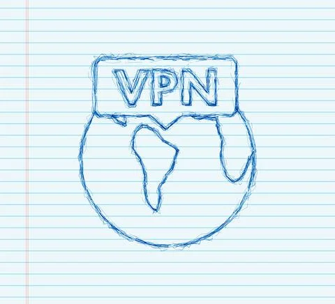 Secure VPN connection concept. sketch style. Virtual private network Stock-Illustration