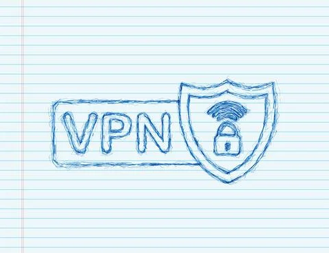 Secure VPN connection concept. sketch style. Virtual private network イラスト素材