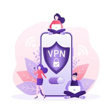 Secure VPN connection concept. Virtual private network connectivity overview 스톡 일러스트
