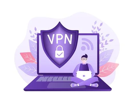 Secure VPN connection concept. Virtual private network connectivity overview イラスト素材
