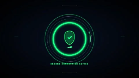 Secure vpn connection establishing hud animation with shield and keyhole cy.. Stock Footage 337566655