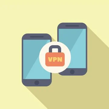 Secure vpn connection showing data encryption between two smartphones 스톡 일러스트