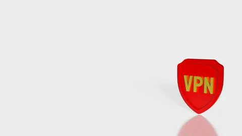 Secure VPN Protection Shield Cyber Security Concept 3d render.. Illustrazione stock