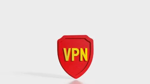 Secure VPN Protection Shield Cyber Security Concept 3d render.. Stock Illustration