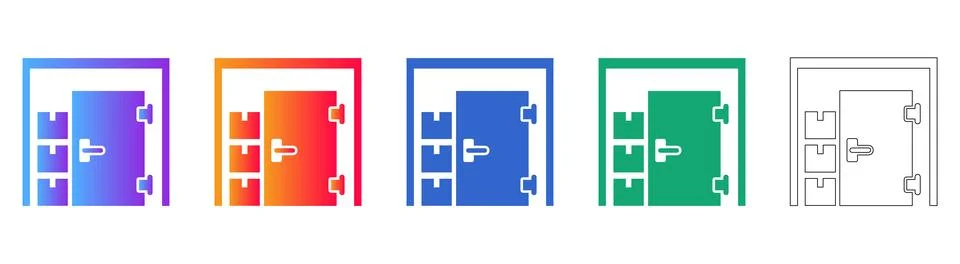 Secure Warehouse Storage and Inventory Icons Stock Illustration