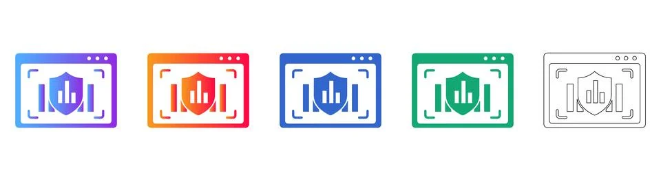 Secure Web Analytics Dashboard Icons Stock Illustration