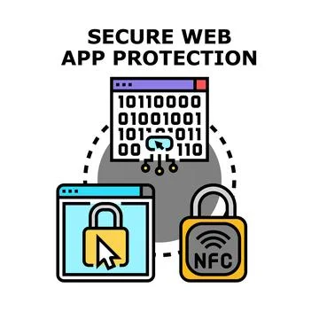 Secure web app protection and data network security concept Stockillustratie