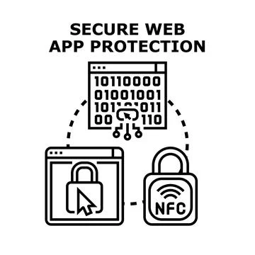 Secure web app protection and data network security concept Ilustração Stock