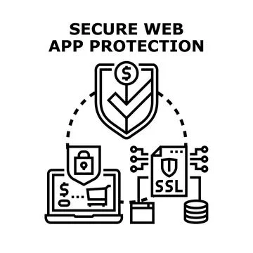Secure web application data protection concept Stock Illustration