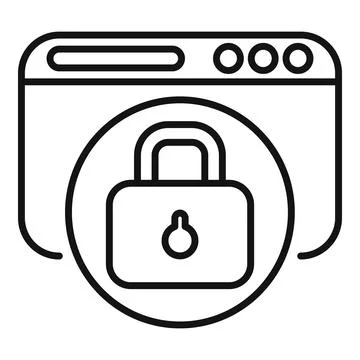 Secure web browser icon with padlock Illustrazione stock