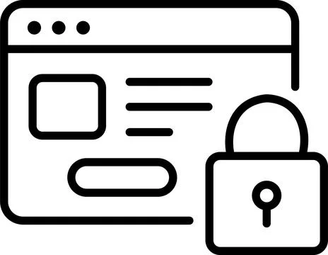 Secure Web Browser Lock Line Graphic Stock Illustration