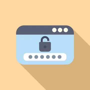 Secure web browser showing unlocked padlock and password field for online Illustrazione stock