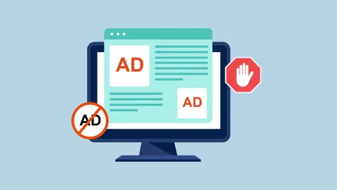 Secure web browsing with ad blocking extension 2d Animation with Alpha Matte 動画素材 334829514