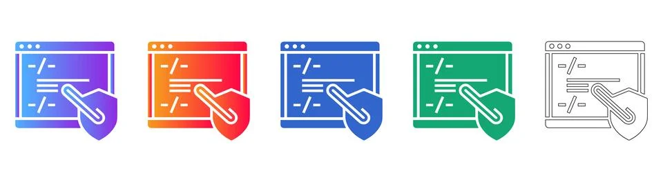Secure Web Code Modification Icons 库存插图