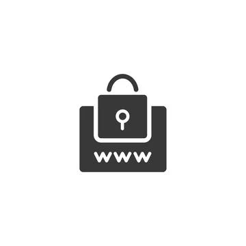 Secure web navigation. Security padlock. Internet concept. Isolated icon. Com Stock Illustration