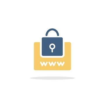 Secure web navigation. Security padlock. Internet concept. Icon with shadow.  Stock Illustration