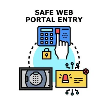 Secure web portal entry accessing digital information Illustrazione stock