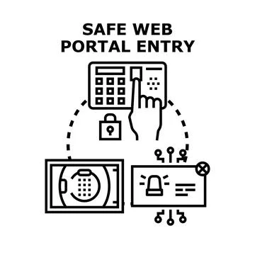 Secure web portal entry accessing digital information 스톡 일러스트
