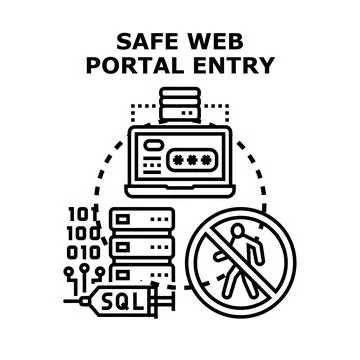 Secure web portal entry concept protecting data Stock Illustration