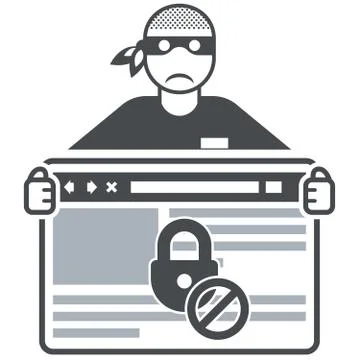 Secure website - internet swindler (hacker) and browser window Stock-Illustration
