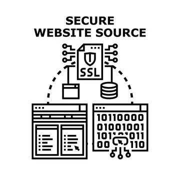 Secure website source data protection concept Stock Illustration