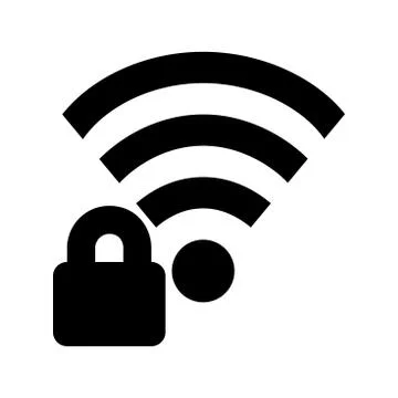 Secure wifi icon, network protection, password locked vector graphics design. Stock Illustration