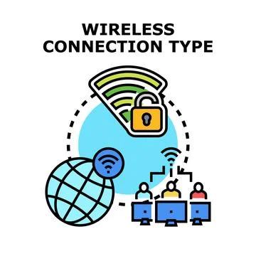 Secure wireless connection providing global network access Stock Illustration