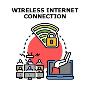 Secure wireless internet connection for online community Stock Illustration