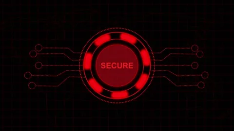 Secure world map with red AI circuitry. Secure world map for global data pr.. Video stock 337815606