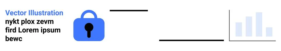 Secure your data with a robust lock and analyze with a bar graph. Ideal for c Stock Illustration