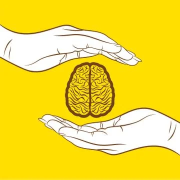 Secure your knowledge ,brain under hand  design Stock Illustration