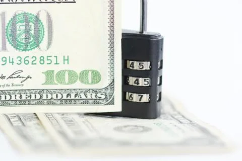 Secure your savings concept with cipher lock and money 스톡 사진